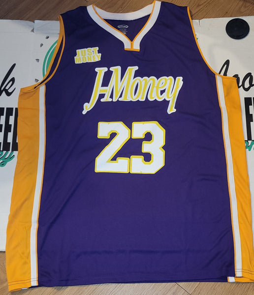 PUPRLE CALIFORNIA LOVE MONEY MAN BASKETBALL JERSEY (PURPLE)