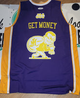 PUPRLE CALIFORNIA LOVE MONEY MAN BASKETBALL JERSEY (PURPLE)