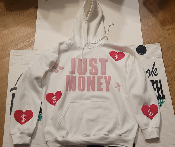 A CUPID JUST MONEY WHO GETS PAID HOODIE (WHITE)