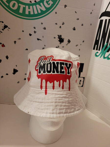 JUST MONEY DRIPPING MONEY BUCKET HAT (RED)