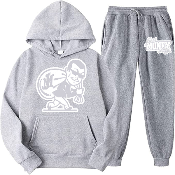 JUST MONEY CLOTHING HOODIE SET (LIGHT GREY)