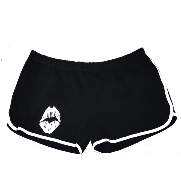 KISS MY LIPS BOOTY SHORTS (BLACK)