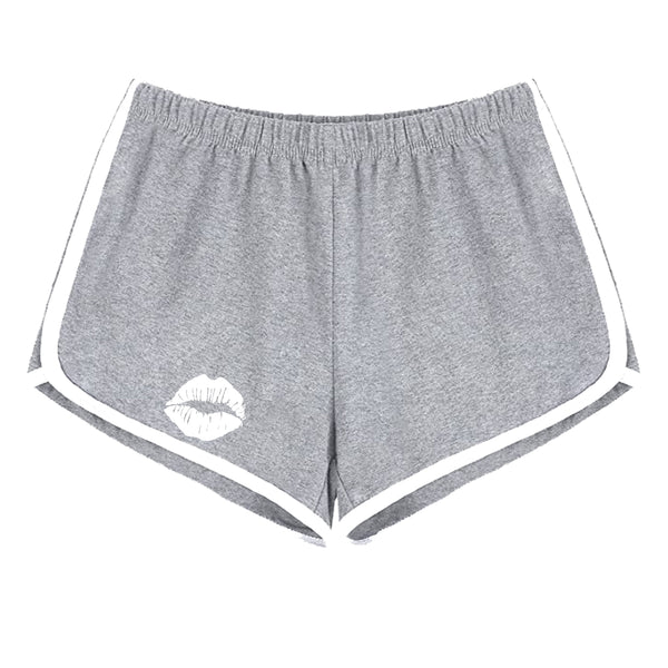 KISS MY LIPS BOOTY SHORTS (LIGHT GREY)