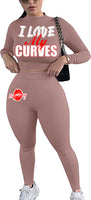 I LOVE MY CURVES SWEATER SET (APRICOT)