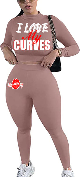I LOVE MY CURVES SWEATER SET (APRICOT)