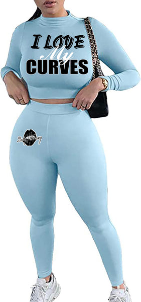 I LOVE MY CURVES SWEATER SET (BLUE)