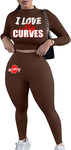 I LOVE MY CURVES SWEATER SET (COFFEE BROWN)
