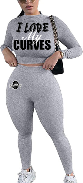 I LOVE MY CURVES SWEATER SET (GREY)