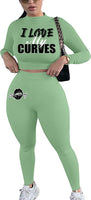 I LOVE MY CURVES SWEATER SET (GREEN)