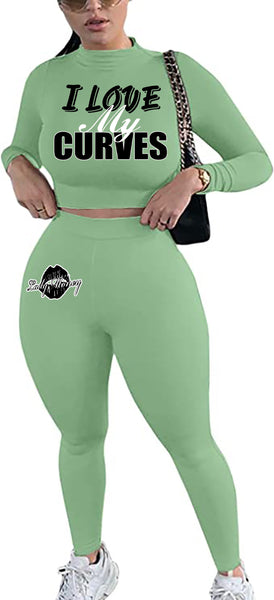 I LOVE MY CURVES SWEATER SET (GREEN)