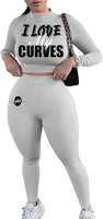 I LOVE MY CURVES SWEATER SET (LIGHT GREY)