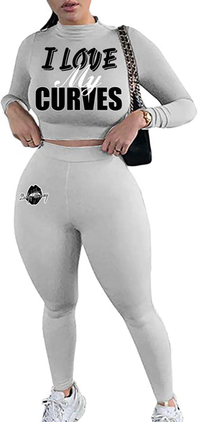 I LOVE MY CURVES SWEATER SET (LIGHT GREY)