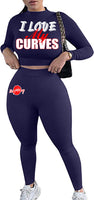 I LOVE MY CURVES SWEATER SET (NAVY BLUE)
