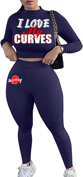I LOVE MY CURVES SWEATER SET (NAVY BLUE)