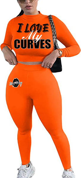 I LOVE MY CURVES SWEATER SET (ORANGE)