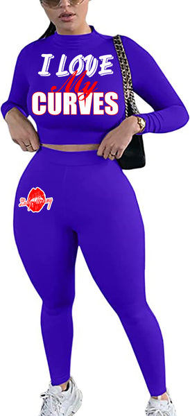 I LOVE MY CURVES SWEATER SET (ROYAL BLUE)