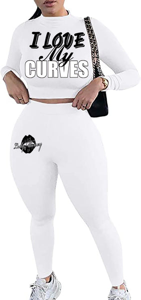 I LOVE MY CURVES SWEATER SET (WHITE)
