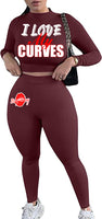 I LOVE MY CURVES SWEATER SET (WINE RED)