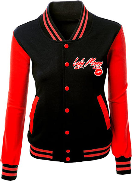 LADY MONEY CLOTHING VARSITY MONEY JACKET (BLACK/RED)