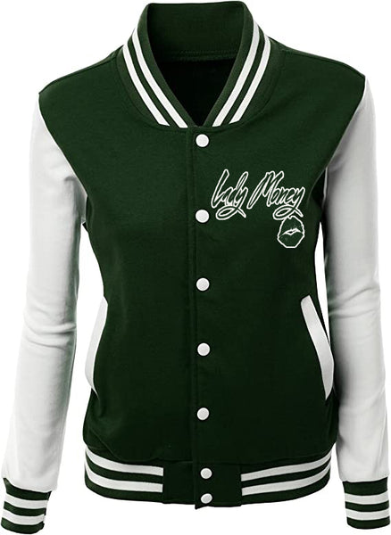 LADY MONEY CLOTHING VARSITY MONEY JACKET (GREEN)
