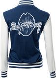 LADY MONEY CLOTHING VARSITY MONEY JACKET (NAVY BLUE)