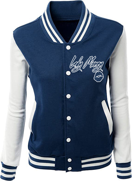 LADY MONEY CLOTHING VARSITY MONEY JACKET (NAVY BLUE)