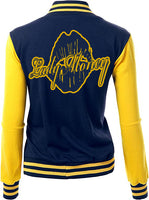 LADY MONEY CLOTHING VARSITY MONEY JACKET (NAVY BLUE/YELLOW)