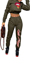 CROP TOP HOODIE MONEY COMBO SET (ARMY GREEN)