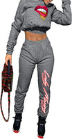CROP TOP HOODIE MONEY COMBO SET (DARK GREY)