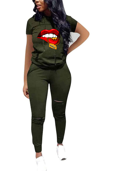 DISTRESS MONEY JOGGER COMBO SET (DARK GREEN)