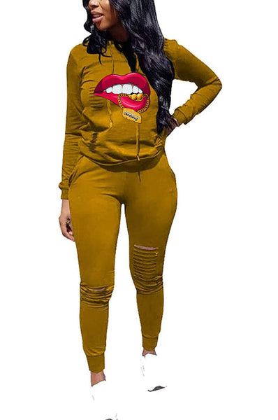 DISTRESS MONEY JOGGER COMBO SET (MUSTARD)