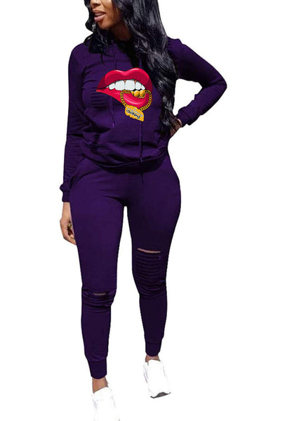 DISTRESS MONEY JOGGER COMBO SET (PURPLE)