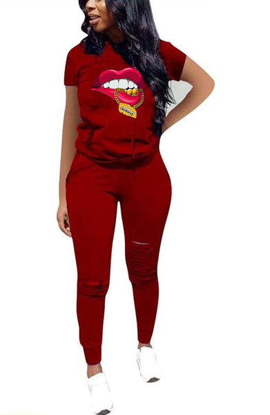 DISTRESS MONEY JOGGER COMBO SET (WINE RED)
