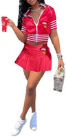 TRACKSUIT MONEY JACKET/SKIRT COMBO SET (RED)