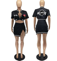 VARSITY MONEY JACKET/SKIRT COMBO SET (BLACK)