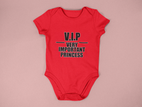 V.I. PRINCESS MONEY BABY ONESIES (RED)