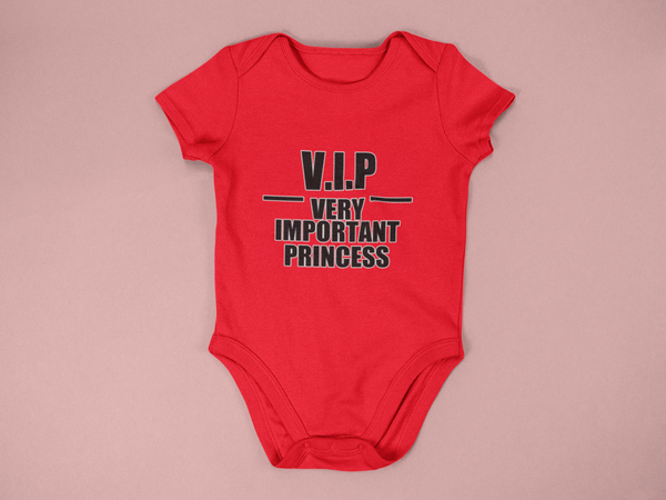 V.I. PRINCESS MONEY BABY ONESIES (RED)